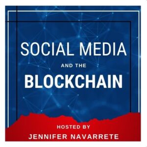 Social Media and the Blockchain logo with white frame